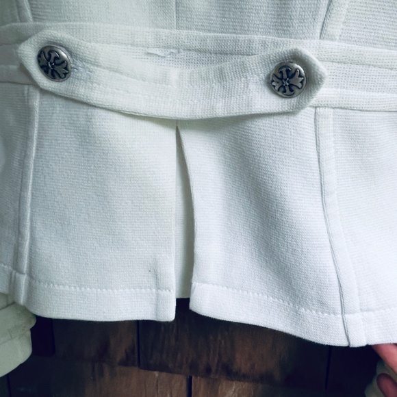 BEBE Rare Vintage Cropped Fitted Jersey Off-white Jacket Lined 💯 Cotton S - Picture 9 of 12